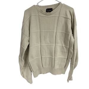 Vintage John Weitz USA Men’s Sweater Large Beige Y2K 80’s Grandpa Pull Over -BUB